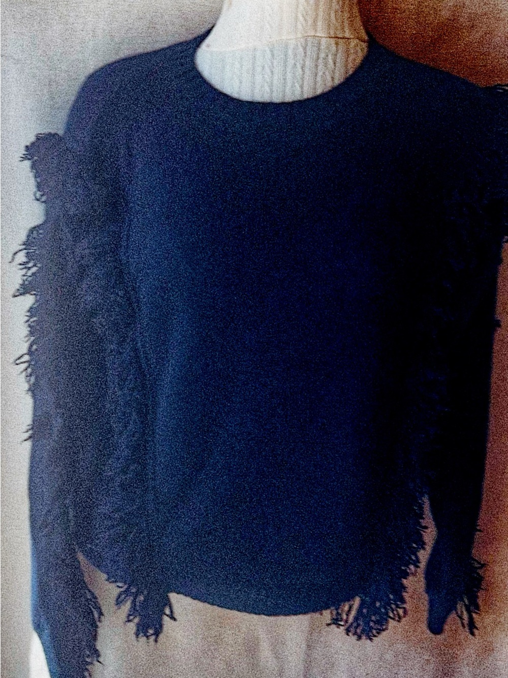 🌙🖤 Aqua Cashmere • Midnight Raven Fringe Sweater 🐦‍⬛✨